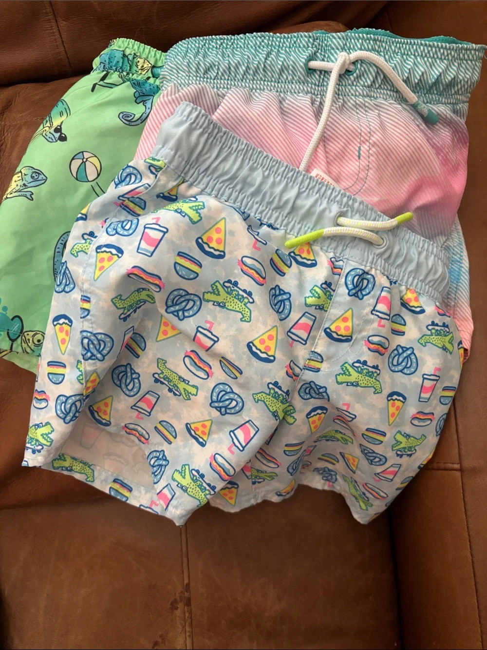Kids Swim Shorts - Pastel Blue Patterned Set